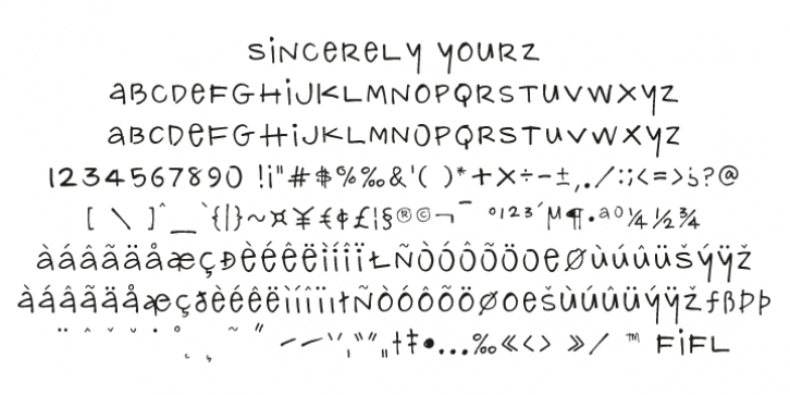 Sincerely Yourz font preview