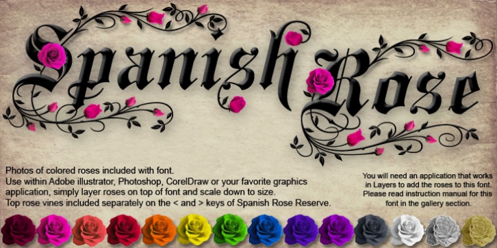 Spanish Rose font preview