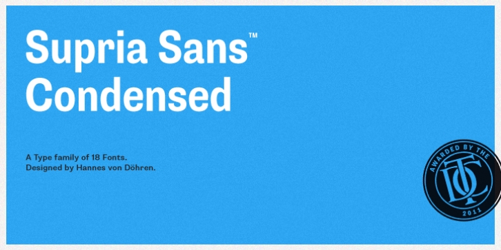 Supria Sans Condensed font preview