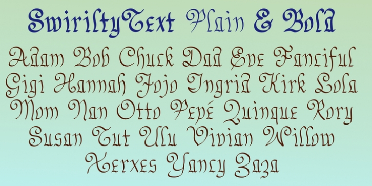 SwirlityText font preview