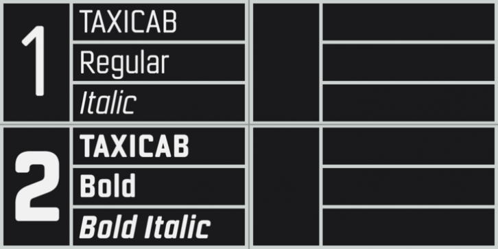 TAXICAB font preview