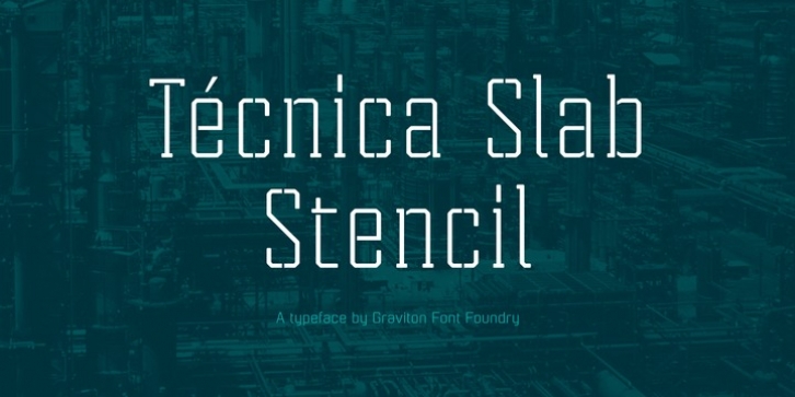 Tecnica Slab Stencil font preview