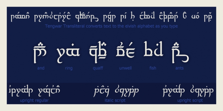 Tengwar Transliteral font preview