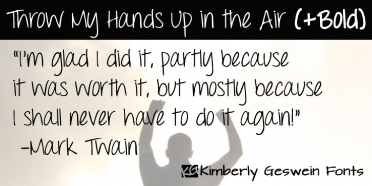 Throw My Hands Up In The Air font preview