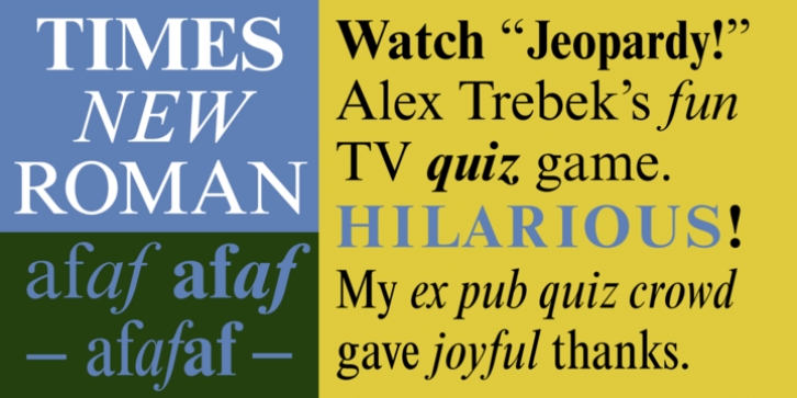 Times New Roman font preview