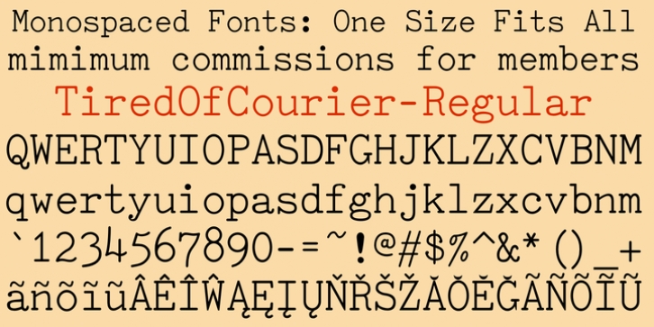 TiredOfCourier font preview
