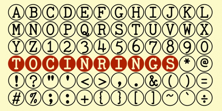 TOCinRings font preview