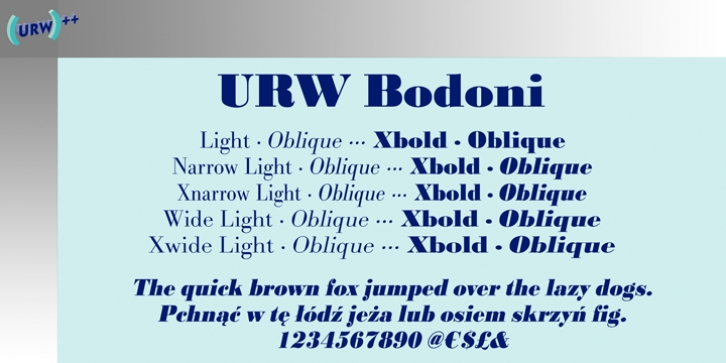 URW Bodoni font preview