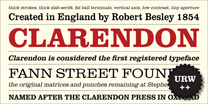 URW Clarendon font preview