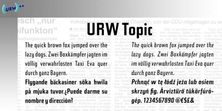 URW Topic font preview