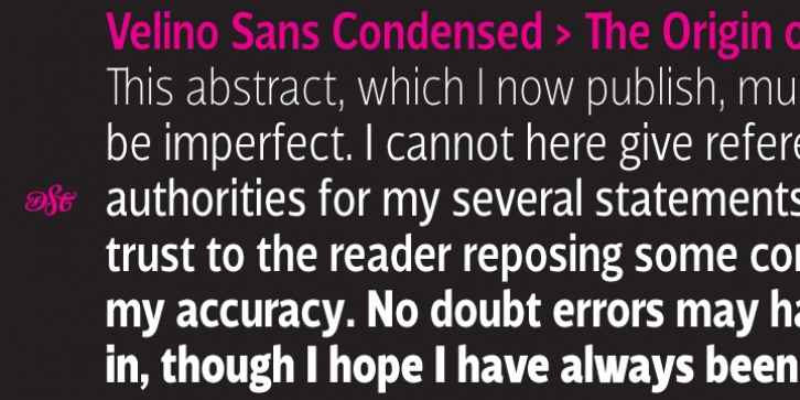 Velino Sans Condensed font preview