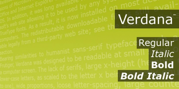 Verdana font preview