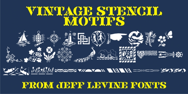Vintage Stencil Motifs JNL font preview