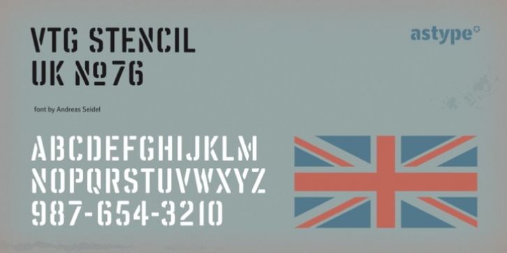 Vtg Stencil UK No 76 font preview