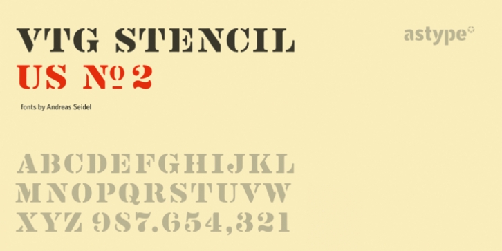 Vtg Stencil US No.2 font preview