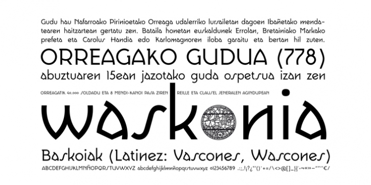 Waskonia font preview
