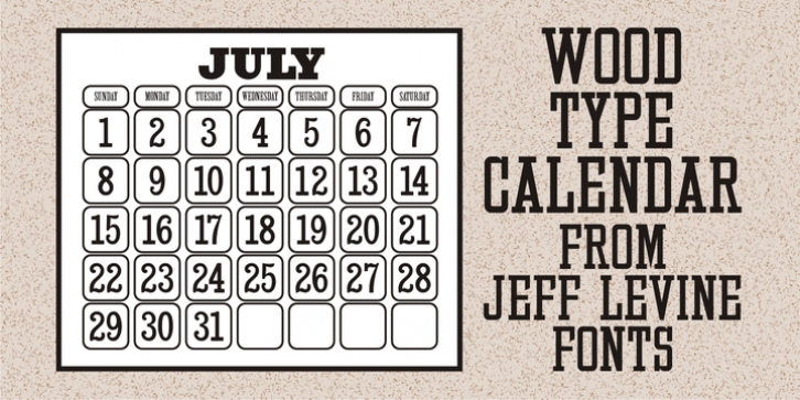 Wood Type Calendar JNL font preview
