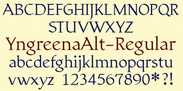 Yngreena font preview